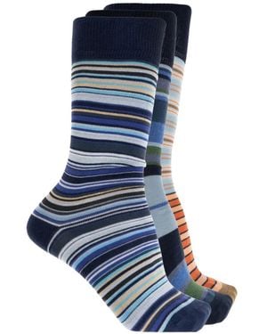 Paul Smith Stripe-Pattern Socks (Set Of Three) - Blue