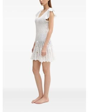 Melissa Odabash Annalise Ruffled Crochet Mini Dress - White
