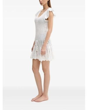 Melissa Odabash Abito Corto Annalise Con Ruches - Bianco