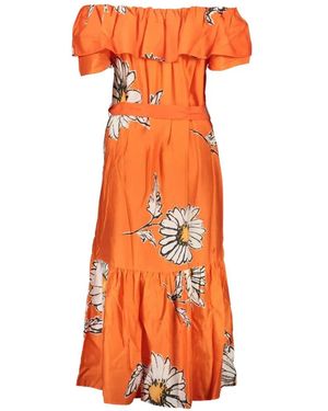 Desigual Floral-Print Tiered Midi Dress - Orange