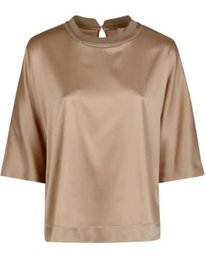 Peserico Blouse Met Kraag Met Kralen - Naturel