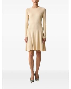 ARMANI EXCHANGE Ribbed Long-Sleeves Mini Dress - Natural