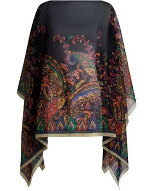 Etro Poncho con estampado floral - Negro