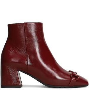 Mara Bini Buckle Square Toe Boots - Red