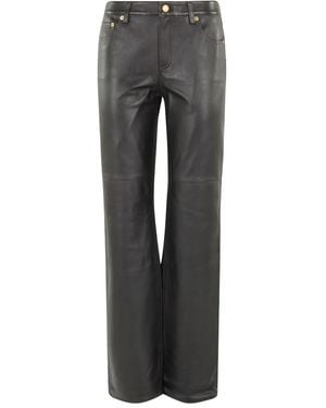 MICHAEL Michael Kors Paneled Leather Pants - Gray