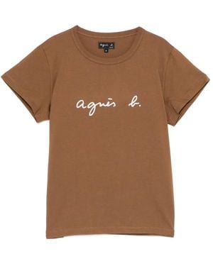 agnès b. Logo-Print T-Shirt - Black