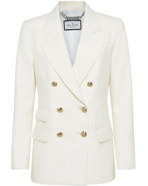 Philipp Plein Marine-Fit Wool Blazer - White