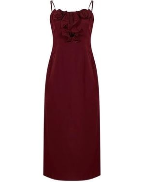 Magda Butrym Vestido Con Aplique Floral - Rojo