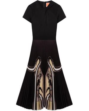 La DoubleJ Chignon Pleated Short-Sleeved Dress - Black