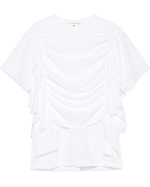 Comme des Garçons Ruched Ruffled Blouse - White