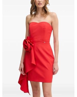 GAUDI Strapless Flower-Detail Mini Dress - Red