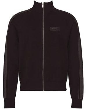Calvin Klein Logo-Patch Side-Stripe Jacket - Blue