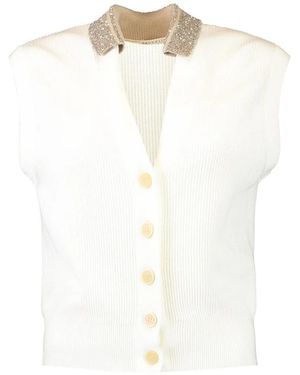 Brunello Cucinelli Embellished Collar Vest - White