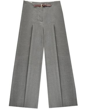 Slowear Buckle-Strap Wide-Leg Trousers - Grey