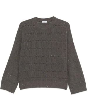 Brunello Cucinelli Pullover mit Pailletten - Grau