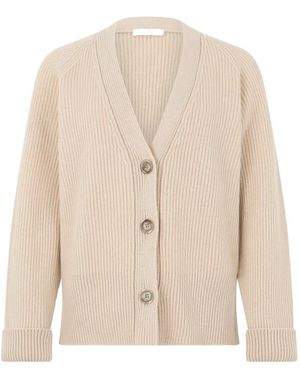 Fedeli Gerippter Cardigan Mit V-Ausschnitt - Natur