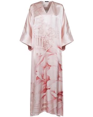 Kiton Naples Garden-Print Silk Dress - Pink