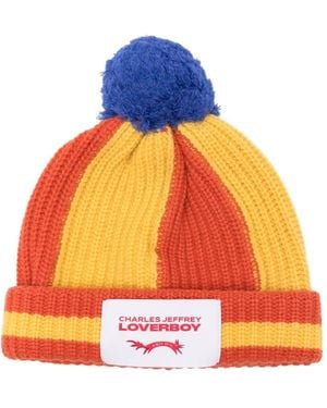 Charles Jeffrey Pompom Beanie Hat - Orange