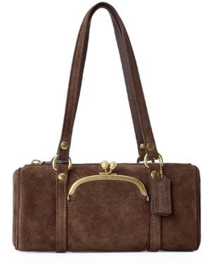 COACH Kisslock 28 Barrel-Shaped Clasp-Fastening Shoulder Bag - Brown