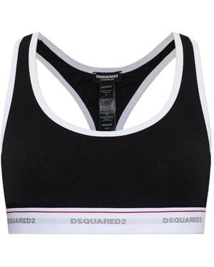 DSquared² Bralette Mit Logo-Tape - Schwarz