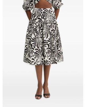 Twinset Graphic-Print Puff-Sleeve Midi Skirt Set - Black