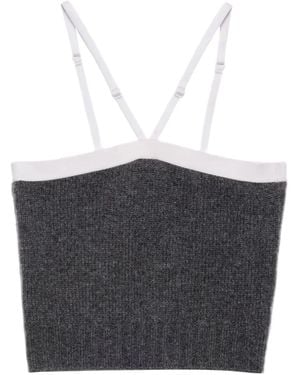Prada Top de punto de canalé - Gris