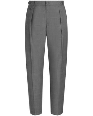 Dolce & Gabbana Glen Plaid Virgin Wool Trousers - Grey