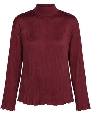 Vince Stehkragen-Top Mit Knitteroptik - Rot