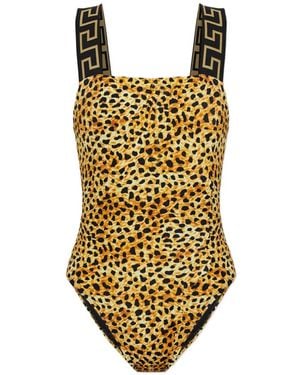Versace Leopard-Print Swimsuit - Metallic