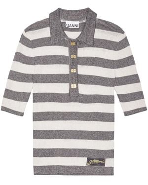Ganni Striped Top - Gray