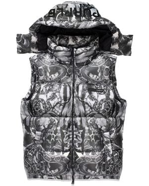 Purple Brand Graphic-Print Puffer Vest - Black