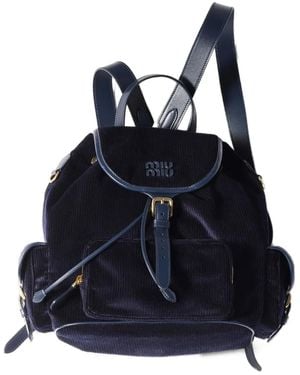 Miu Miu Large Corduroy Backpack - Blue