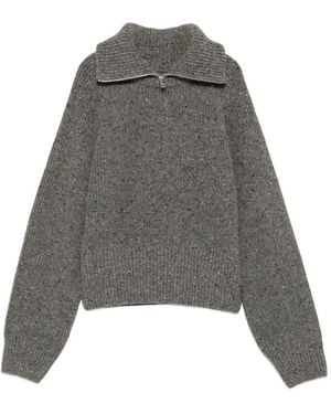 Samsøe & Samsøe Saamandy Half-Zip Flecked Jumper - Grey