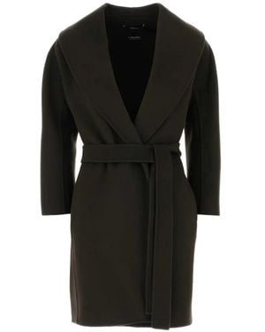 Max Mara Messi Virgin-Wool Belted Coat - Black
