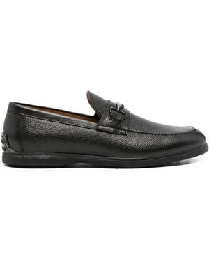 JOHN HARRISON Grained-Leather Loafers - Black