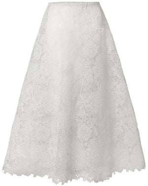 Carolina Herrera Hydrangea Lace Midi Skirt - White