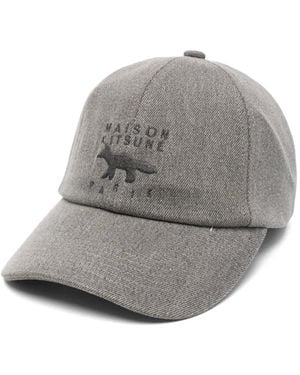 Maison Kitsuné Gorra Con Logo Bordado - Gris