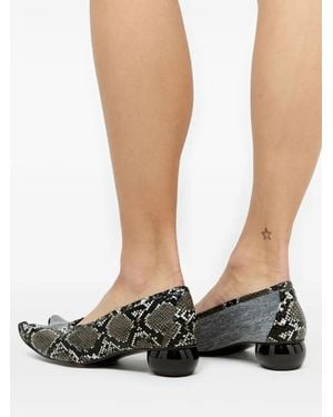 PAULA CANOVAS DEL VAS 30Mm Diablo Snakeskin-Print Court Shoes - White