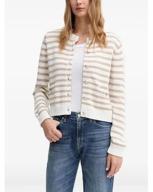 Joop! Kola Striped Button Cardigan - White