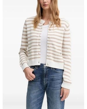 Joop! Kola Striped Button Cardigan - White