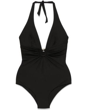 Fisico シャーリング ワンピース水着 - ブラック