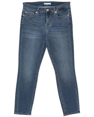 7 For All Mankind Vaqueros Capri Con Efecto Desgastado - Azul