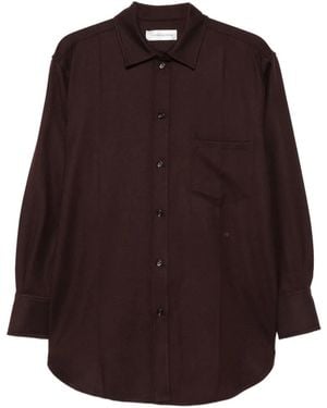 Victoria Beckham Relaxed-Fit Acai-Colored Virgin Wool Shirt With Patch Pocket - Purple