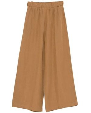 MOUTAKI Elasticated-Waistband Palazzo Trousers - Natural
