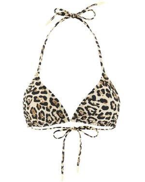 Goldbergh Elixer Leopard-Print Triangle Bikini Top - White