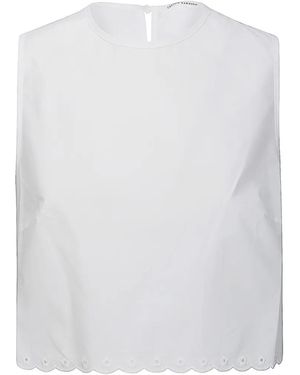 Cecilie Bahnsen Broderie Anglaise Bow-Fastening Top - White