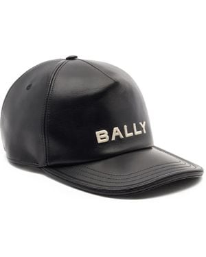 Bally Logo Leather Cap - Black