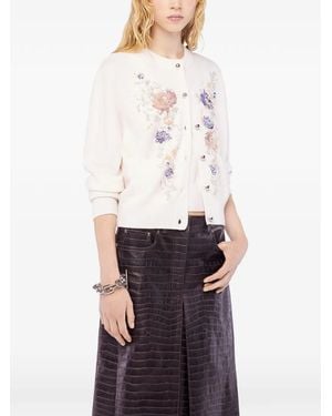 Rabanne Floral-embroidered cardigan - Weiß