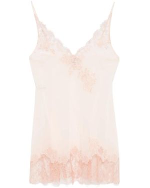 Carine Gilson Caudry レース シルクスリップ - ピンク