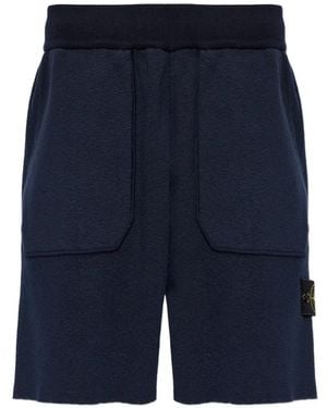 Stone Island Short 5200002 Compact En Nylon De Coton Biologique Côtelé - Blue